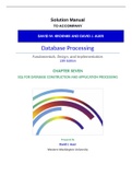 Solution Manual TO ACCOMPANY Database Processing Fundamentals, Design, and Implementation 13th Edition CHAPTER SEVEN SQL FOR DATABASE CONSTRUCTION AND APPLICATION PROCESSING