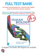 Test Bank For Human Biology: Concepts and Current Issues 9th Edition by Michael Johnson 9780134834085 Chapter 1-24 Complete Guide.