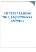 ATI TEAS 7 READING 2023-2024; 45 QUESTIONS & ANSWERS