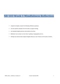 NR 103 Week 1 Mindfulness Reflection. 
