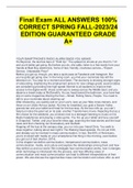 Final Exam ALL ANSWERS 100% CORRECT SPRING FALL-2023/24 EDITION GUARANTEED GRADE A+