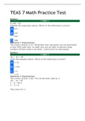 ATI TEAS 7 Math Practice Test 2022 QUESTIONS AND CORRECT ANSWERS PLUS EXPLANATIONS