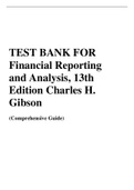 TEST BANK FOR  Financial Reporting and Analysis, 13th Edition Charles H. Gibson
