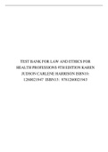 TEST BANK FOR LAW AND ETHICS FOR HEALTH PROFESSIONS 9TH EDITION KAREN JUDSON CARLENE HARRISON ISBN10: 1260021947 ISBN13: 9781260021943