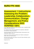 NURS FPX 4900   Assessment 1 Instructions: Assessing the Problem: Leadership, Collaboration, Communication, Change Management, and Policy Considerations 2023 VERIFIED 100% 