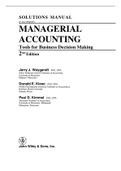 SOLUTIONS MANUAL  to accompany   MANAGERIAL ACCOUNTING Tools for Business Decision Making   2ND Edition