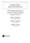 Solution Manual for Finite Mathematics And Its Applications 13th Edition by Larry J. Goldstein, David I. Schneider, Martha J. Siegel , Jill Simmons