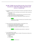 NR 508 / NR508 Advanced Pharmacology Week 8 Final Exam Review (2022-2023) | Rated A |Questions and Answers | Chamberlain