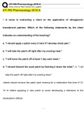 ATI RN Pharmacology 2019 Exam Test Questions and Answers (2022/2023) (Verified Answers)