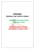 CRW2602 Assignment 01 Solutions Semester 1 2023