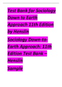 Test Bank for Sociology Down to Earth Approach 11th Edition by Henslin