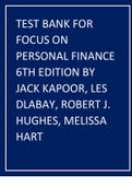 TEST BANK FOR FOCUS ON PERSONAL FINANCE 6TH EDITION BY JACK KAPOOR, LES DLABAY, ROBERT J. HUGHES, MELISSA HART.