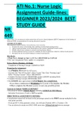       NR 449 ATI No.1: Nurse Logic Assignment Guide-lines: BEGINNER 2023/2024  BEST STUDY GUIDE 