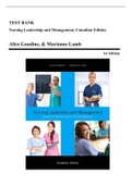 Test Bank - Nursing Leadership and Management, 1st Canadian Edition (Gaudine, 2015), Chapter 1-14 | All Chapters