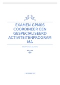Examen GPM06 coördineer een gespecialiseerd activiteitenprogramma