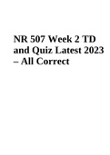 NR 507 Week 2 TD and Quiz Latest 2023 – All Correct