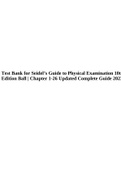 Test Bank for Seidel’s Guide to Physical Examination 10th Edition Ball | Chapter 1-26 Updated Complete Guide 2023.