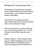 Michigan P & C Insurance Exam Test with 100%  correct answers