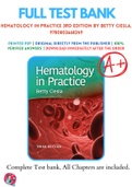 Test Bank For Hematology in Practice 3rd Edition By Betty Ciesla 9780803668249 Chapter 1-21 Complete Guide .