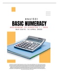 BNU1501 Basic Numeracy ASSIGNMENT 03  Semester 1 – 2023  Due Date: 14 April 2023