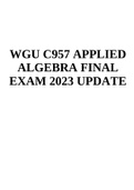 WGU C957 APPLIED ALGEBRA FINAL EXAM 2023 UPDATE