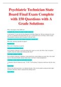 Psychiatric Technician State Board Final Exam Complete with 150 Questions with A Grade Solutions