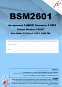 BSM2601 Assignment 2 (QUIZ) Semester 1 2023 (839027)