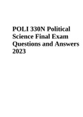 POLI 330N Political Science Final Exam Questions and Answers 2023