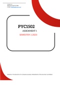 PYC1502 ASSIGNMENT 1 SEMESTER 1 2023