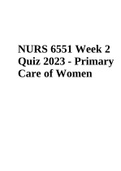 NURS 6551 Week 2 Quiz 2023 - Primary Care of Women
