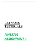 ANSWERS TO  MNE3702 ASSIGNMENT  1 .GUARANTEED TO GIVE DISTINCTION 