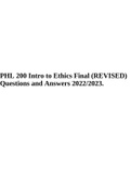 PHIL 200 Intro to Ethics Final (REVISED) Questions and Answers 2022/2023.