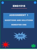 ENG1516 ASSIGNMENT 1 (SOLUTIONS AND EXPLANATIONS) (SEMESTER 1) 2023
