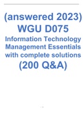 (answered 2023) WGU D075 Information Technology Management Essentials with complete solutions (200 Q&A)