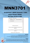 MNN3701 Assignment 1 (QUIZ) Semester 1 2023 (583620)