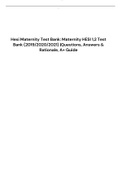 Hesi Maternity Test Bank: Maternity HESI 1,2 Test Bank (2019/2020/2021) |Questions, Answers & Rationale, A+ Guide