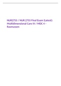 NUR2755 / NUR 2755 Final Exam (Latest): Multidimensional Care IV / MDC 4 – Rasmussen