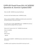 USPS 421 Postal Exam SSA ACADEMY Questions & Answers Updated 2023.