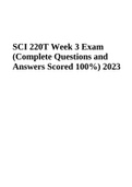 SCI 220T Week 3 Exam (Complete Questions and Answers Scored 100%) 2023