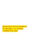 BUSINESS MANAGEMENT SUMMARY 113 NOTES COMPLETE 2023