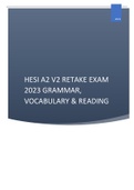 HESI A2 V2 RETAKE EXAM 2023 GRAMMAR, VOCABULARY & READING