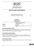 Government and Politics  Assessment Unit AS 2 The British Political Process   [SGP21] Assessment