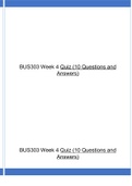 BUS303 Week 4 Quiz (10 Questions and Answers) 100% Correct