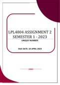 LPL4804 ASSIGNMENT 2 SEMESTER 1 - 2023