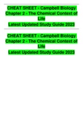 CHEAT SHEET - Campbell Biology Chapter 2 - The Chemical Context of Life Latest Updated Study Guide 2023