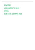 BSW3702 ASSIGNMENT 01 2023- UNISA