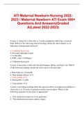 ATI Maternal Newborn Nursing 2022- 2023 / Maternal Newborn ATI Exam 500+ Questions And Answers|Graded A(Latest 2022-2023) TEST BANK