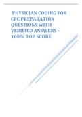 PHYSICIAN CODING FOR CPC PREPARATION QUESTIONS WITH VERIFIED ANSWERS – 100% TOP SCORE.