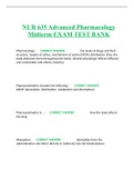NUR 635 Advanced Pharmacology Midterm EXAM TEST BANK