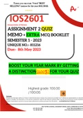 IOS2601 ASSIGNMENT 2 QUIZ MEMO - SEMESTER 1 - 2023 - UNISA - (INCLUDES 250 PAGES BOOKLET WITH ANSWERS - DISTINCTION GUARANTEED)